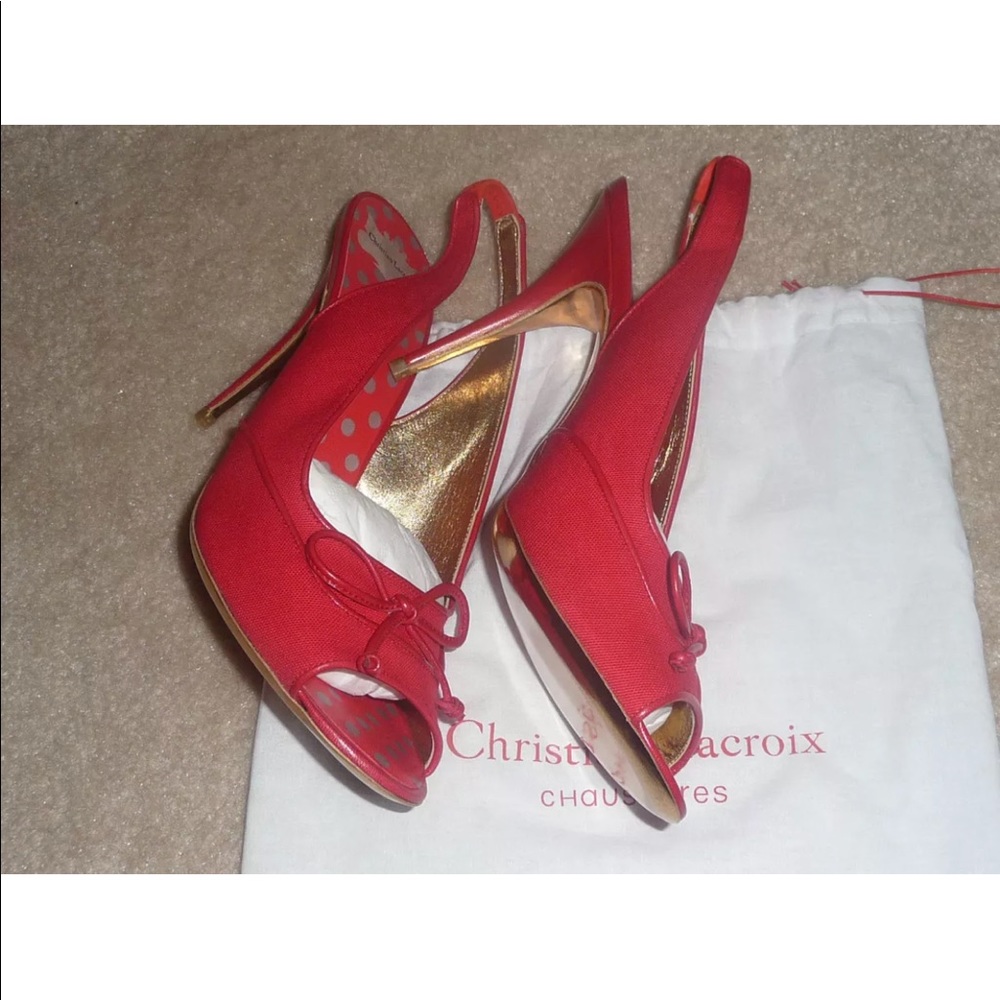 💋HP💋Christian Lacroix Leather Piping slingbacks